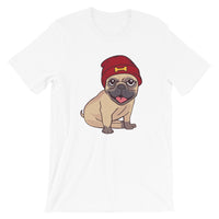 Pug with Knit Hat / Premium Short-Sleeve Unisex T-Shirt