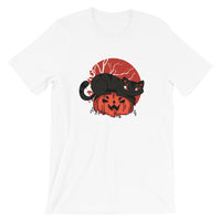 Halloween Spooky Cat on Pumpkin / Premium Short-Sleeve Unisex T-Shirt