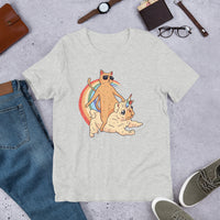 Cat Riding Unicorn Pug Dog / Premium Short-Sleeve Unisex T-Shirt