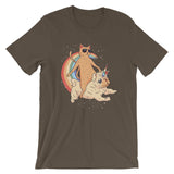 Cat Riding Unicorn Pug Dog / Premium Short-Sleeve Unisex T-Shirt