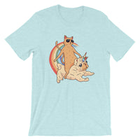 Cat Riding Unicorn Pug Dog / Premium Short-Sleeve Unisex T-Shirt