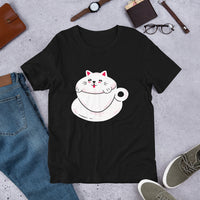 Coffee Cup Cat / Premium Short-Sleeve Unisex T-Shirt