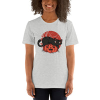 Halloween Spooky Cat on Pumpkin / Premium Short-Sleeve Unisex T-Shirt