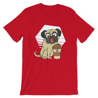 Pug Dog with Coffee Cup / Premium Short-Sleeve Unisex T-Shirt