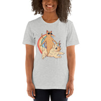 Cat Riding Unicorn Pug Dog / Premium Short-Sleeve Unisex T-Shirt