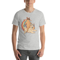 Cat Riding Unicorn Pug Dog / Premium Short-Sleeve Unisex T-Shirt