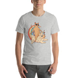 Cat Riding Unicorn Pug Dog / Premium Short-Sleeve Unisex T-Shirt