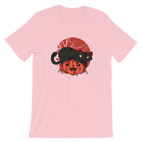 Halloween Spooky Cat on Pumpkin / Premium Short-Sleeve Unisex T-Shirt