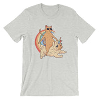 Cat Riding Unicorn Pug Dog / Premium Short-Sleeve Unisex T-Shirt