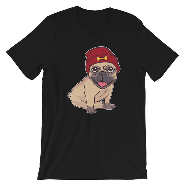 Pug with Knit Hat / Premium Short-Sleeve Unisex T-Shirt