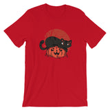 Halloween Spooky Cat on Pumpkin / Premium Short-Sleeve Unisex T-Shirt