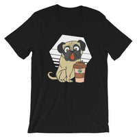 Pug Dog with Coffee Cup / Premium Short-Sleeve Unisex T-Shirt