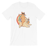 Cat Riding Unicorn Pug Dog / Premium Short-Sleeve Unisex T-Shirt