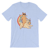 Cat Riding Unicorn Pug Dog / Premium Short-Sleeve Unisex T-Shirt