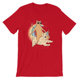 Cat Riding Unicorn Pug Dog / Premium Short-Sleeve Unisex T-Shirt