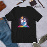 Cute Animals Riding Rainbow / Premium Short-Sleeve Unisex T-Shirt