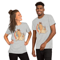 Cat Riding Unicorn Pug Dog / Premium Short-Sleeve Unisex T-Shirt