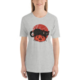 Halloween Spooky Cat on Pumpkin / Premium Short-Sleeve Unisex T-Shirt