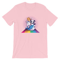 Cute Animals Riding Rainbow / Premium Short-Sleeve Unisex T-Shirt